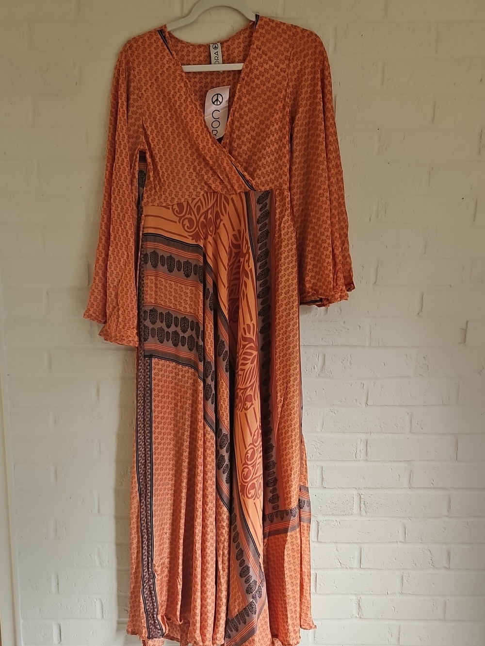BOHO Orange Printed Maxi Dress S/M